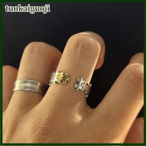 tuokaiguoji Cổ Điển Câu Đố Mở Vòng Cho Phụ Nữ Người Đàn Ông Cá Tính Hip Hop Có Thể Điều Chỉnh Vài Nhẫn Đồ Trang Sức Quà Tặng