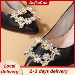 [COD] AqToCna Ship within 24 hours 1Pcs Fashion Shiny Crystal Shoes Decorations Clip Women Shoe Buckle Accessories High-heeled Square Rhinestones Removable Shoes Decoration Flower