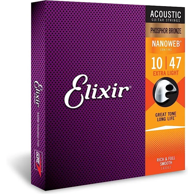 Elixir Acoustic Phosphor Bronze Guitar Strings with Nanoweb