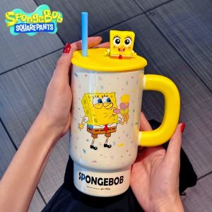 SpongeBob SquarePants 750ml Mug Kawaii Anime Cartoon Printing Accessories Patrick Star Ceramic Cups Ornaments Childrens Gifts