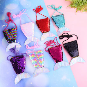 11.11 New Reversible Sequin Mermaid Tail Crossbody Bag Colorful Sparkly Shoulder Pouch for Ocean Theme Party Cosplay Dress‑up Decor h2610
