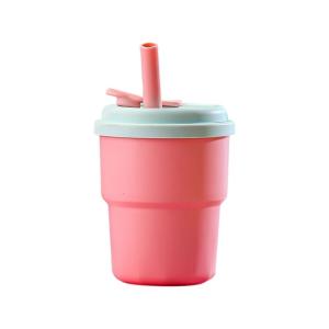 Macaron Colored 380ML Drinking Cup with Straw Leak Proof Lid Plastic Water Bottle For Travel Gym Daily Hydrations