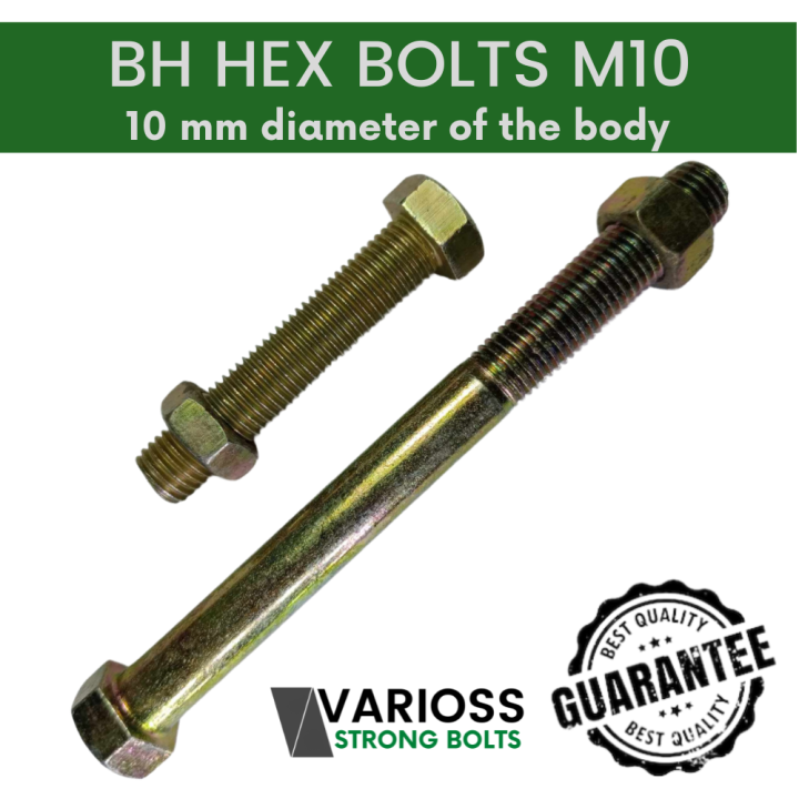 BH M10 or 10 mm diameter Hex Bolt Bolts, Lengh from 15 mm to 200 mm ...