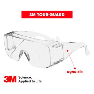 Kính bảo hộ chống hóa chất 3M Tour-Guard V Mắt kính chống bụi chống tia UV chống đọng sương đeo được cùng kính cận