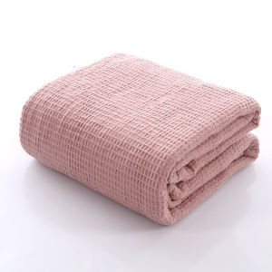 105*150cm/150*200cm Cotton Waffle Sofa Blanket Queen Size Skin-friendly Honeycomb Nap Blanket Air Conditioning Blanket
