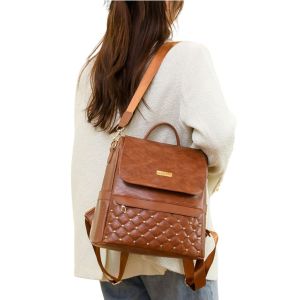 HANAMI Tas Ransel Wanita Cokelat Belvina TA1031B7 Kulit Premium Branded Backpack Sekolah Kantor Baru