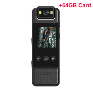 ตัวกล้องหน้าจอ1.3in กล้องถ่ายวิดีโอที่สวมใส่สำหรับเล่นกีฬากล้องแบบพกพา1200มินิกล้องแบบสวมใส่ได้1080P พร้อมไฟเติมเลนส์หมุน ° 180สำหรับ To128GB บังคับใช้กฎหมายกลางแจ้ง