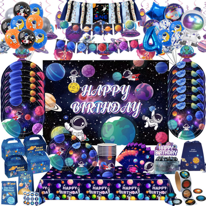 Space Party Decorations Kit - 173pcs Astronaut Galaxy Theme Supplies For 20 Guests