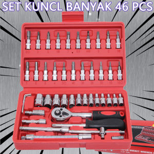 Socket Wrench Pas Socket Set 1/4 Car Repair Tool 46 pcs Lengkap Socket Tool Kit Pas Ring L Motor Mobil SHENAR ALAT SOCKETTOOLS 46 PCS LEMARISERBAGUNA168