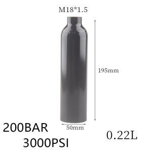 Hpa trạm 0.22L/0.3L áp lực cao Xi lanh khí 200bar 3000PSI Scuba bình khí Soda nước lặn hồ cá bị bảo vệ màu đen nhôm sodastream CO2 không khí chai