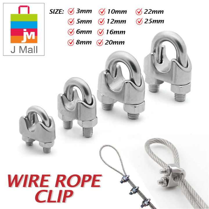 J MALL Galvanized Iron Wire Rope Clip UBolt Clamp (12mm,16mm,20mm,22mm,25mm) Part 2 Lazada