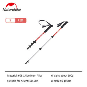Naturehike Qingxue Base/ST01 6061 Aluminum Alloy Trekking Pole 100cm 120cm 135cm Flexible Walking Stick 3 Section Folding Alpenstock for Men Women Children NH17D001-Z