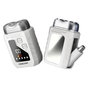 OMQAIO Painless Mini Electric Shaver Digital Display 2in1 Portable Rotary Razor Rechargeable Waterproof Smart Nose Hair Clipper Travel Use