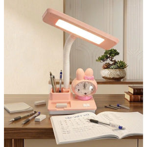 Đèn Học LED Để Bàn 3 Chế Độ Sáng – Đèn Học Chống Cận Có Đồng Hồ Báo Thức & Khay Đựng Bút
