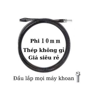 Dây thông tắc cống thông bồn cầu lò xo gắng máy khoan phi 10 - dài 5m 8m 10m
