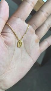 Fashionable gold-plated copper square pendant necklaceletter womens accessory high-end clavicle chain light luxury jewelry