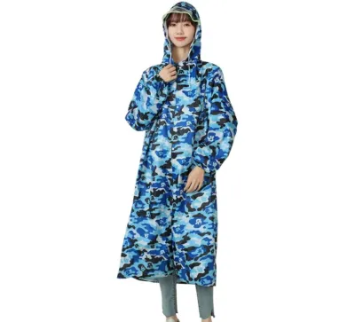 【GoMo raincoat】 เสื้อกันฝนแบบชิ้นเดียว เสื้อกันฝน สีกรมท่า มีแถบสะท้อนแสง ชุดกันฝนแบบหน้า แบบหนชุดกันฝน ชุดกันฝน ครบชุด