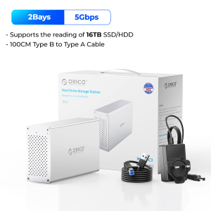 ORICO For 3.5 Inch HDD 2 Bay Docking Station USB3.0 to SATA3.0 HDD Case Aluminum HDD Docking Station HDD Case