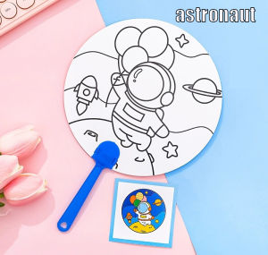 DIY Graffiti Painted Fan Kindergarten Childrens Handmade Cartoon Coloring Fans Gift Painting