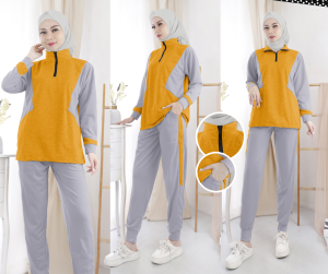 Set AURYA Setelan Baju Olahraga Training Senam Wanita Lengan Panjang Model Korea