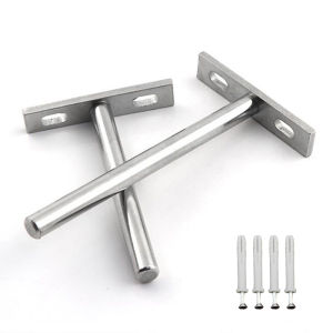 2PCS T-shaped Floating Shelf Brackets 5" Concealed Single Slot Wall Shelf Bracket(Containing Screws)