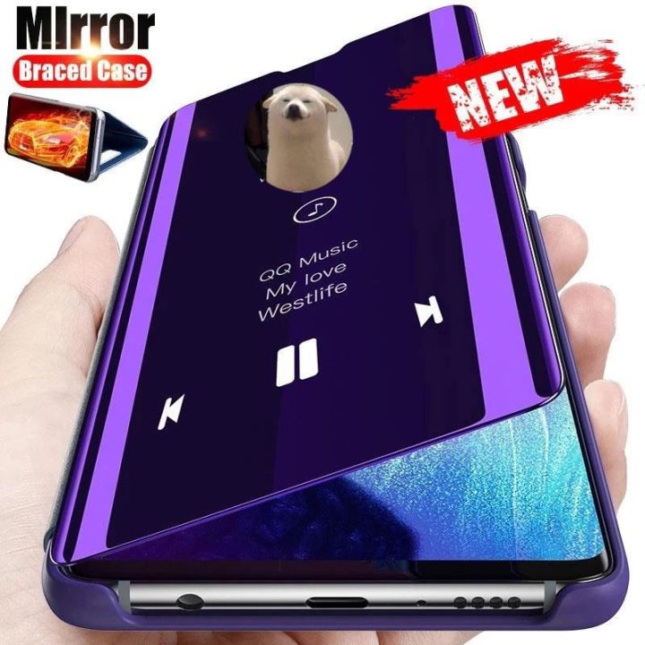 Custodia One Plus 8T A Specchio Con Supporto - Cover Portafoglio Protettiva, Design Sottile, Protezione 360 Gradi, Colore Nero