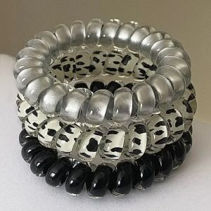 3/1Pcs Spiral Hair Tie Women Telephone Wire Retro Leopard Elastic Ponytail Holder Hair Band Girl Versatile Hair Accessories Gift