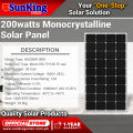 200 watts Monocrystalline Solar Panel Sunkingsolar Sunking Solar Mono Panel 200watts. 