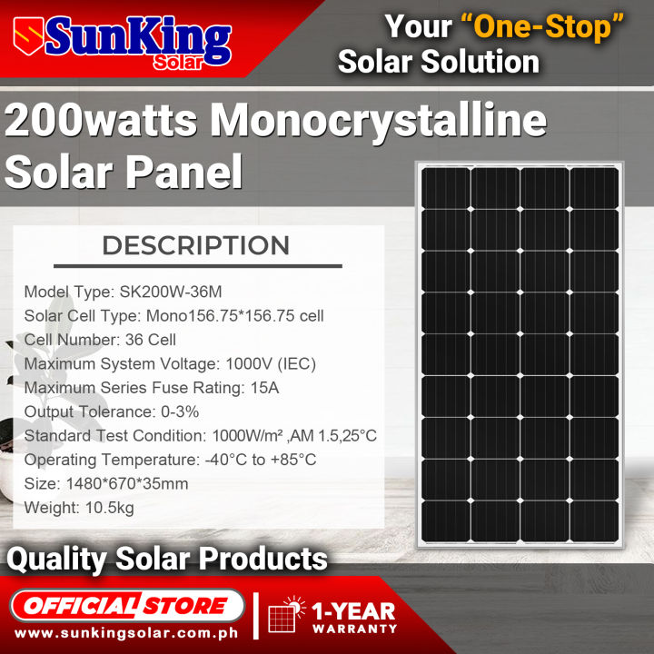 200 watts Monocrystalline Solar Panel Sunkingsolar Sunking Solar Mono Panel 200watts