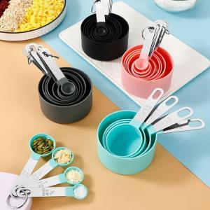 8PCS Stainless Steel Silicone Rubber Measuring Cups Kitchen Measuring Cup and Spoon Set Baking Cooking  Tools Measuring Set