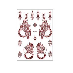 DECALI Red Mehndi Stickers Henna Tattoo Stickers Lace Fake Tattoo Legs Arm Body Art Sticker Creative Waterproof Temporary Tattoo Women/Lady