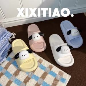 WY-XIXITIAO รองเท้าแตะคู่นุ่มสบายสำหรับรองเท้าแตะห้องน้ำบ้านฤดูร้อนรองเท้าคู่นุ่มทำจากผ้า EVA สำหรับนักเรียนสุนัข3D