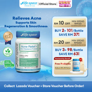 Bundle of 1/2/3 Life-Space Acne Relief +Skin Rebalance Probiotic 30 Capsules (EXP: 2027/01) Relieves Acne Pimples & lmflammation，Supports Skin Regeneration & Smoothness 减少痤疮 修复肌肤