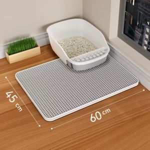 Cat Litter Mat Double Layer No Slip Waterproof Washable Easy Clean Honeycomb Cat Mats