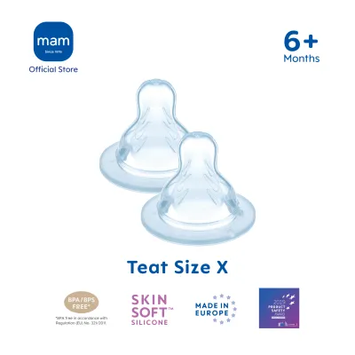 MAM Teats For 6+ Months SkinSoft Silicone Nipples for Baby Bottles - (Size X) (Pack of 2)