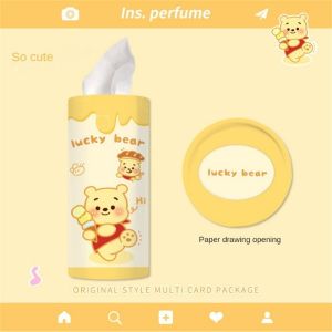 Cute Cartoon Sanrio Car Tissue Box Creative Kuromi Cinnamoroll Capybara Tissue Tube Round Pumping Car Supplies