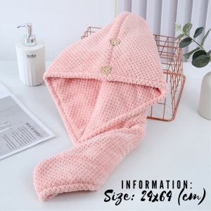 Strong Absorbent Coral Fleece Double Layer Head Shower Cap Hair Drying Towel Pineapple Grid IP