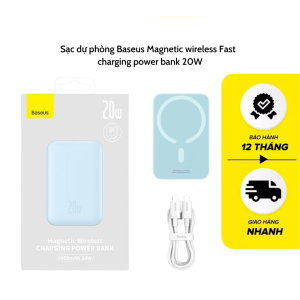 Pin Sạc Dự Phòng Không Dây Tích Hợp Nam Châm Baseus Magnetic Mini Air Wireless Fast Charge Power Bank 6000mAh 20W
