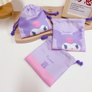 Cartoon Sanrio Drawstring Coin Purse Wallet Gift Pouch Storage Bag Cute Hello Kitty Kuromi My Melody Cinnamoroll Women Travel Organizer Lipstick Makeup Bag