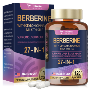 Suplemen Berberine 27-in-1 dengan Kayu Manis Ceylon dan Milk Thistle - Berberine Plus untuk Kekebalan Tubuh Bentuk Tubuh yang Lebih Baik Kesehatan Hati & Usus Suplemen Vegan untuk Pria & Wanita