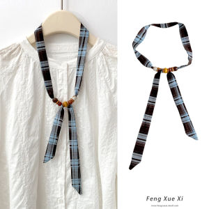 Khăn Lụa Retro Khóa Gỗ Đeo Nhanh – Khăn Lụa Twilly Nữ Vòng Cổ Không Cần Thắt Phối Đồ Xinh