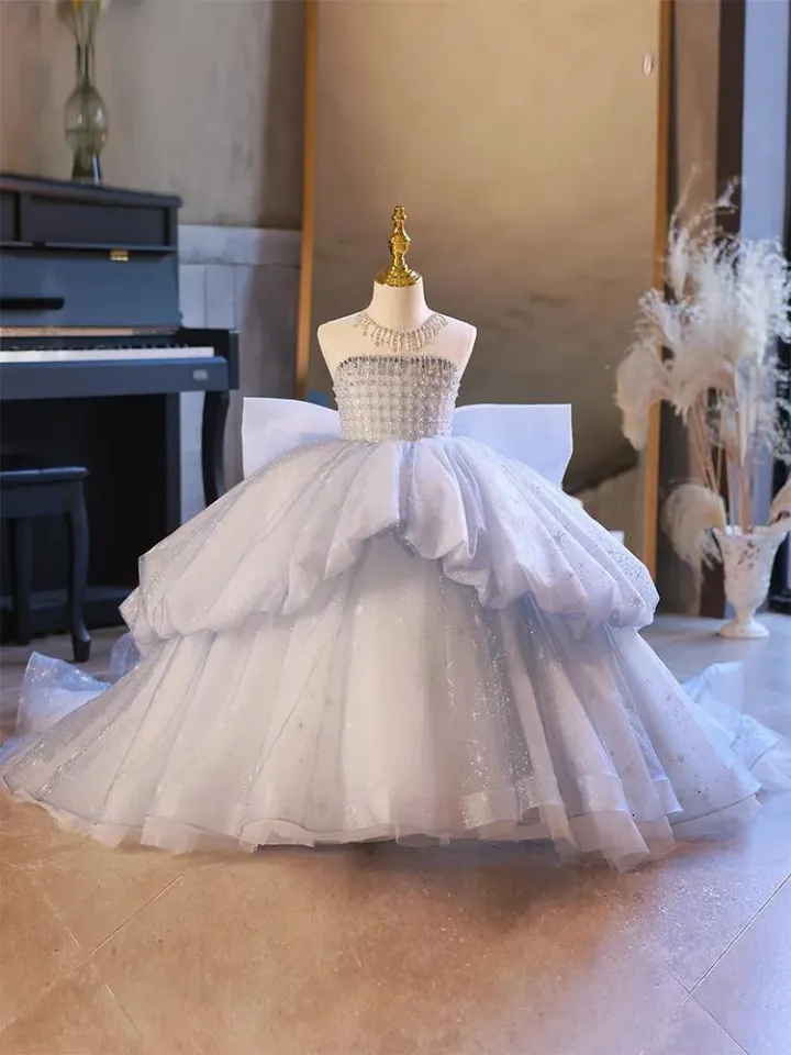 Princess Ball Gowns for Young Girls Kids Girl Sleeveless Beading