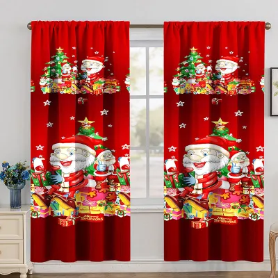 8pcs Christmas Kurtina Party Curtains Sales Red Green Curtain Sale for Room Decor Window Door 80cmx190cm Kitchen Cover Cortain Kurtina ni Santa Claus Free Shipping