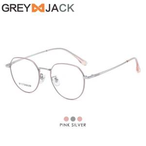 Grey Jack Frame Kacamata Bahan Titanium Model Oval Ringan Kokoh Fashion Wanita  Bisnis Style Simple Ringan Bisa Minus Antiradiasi Bluecromic 98437