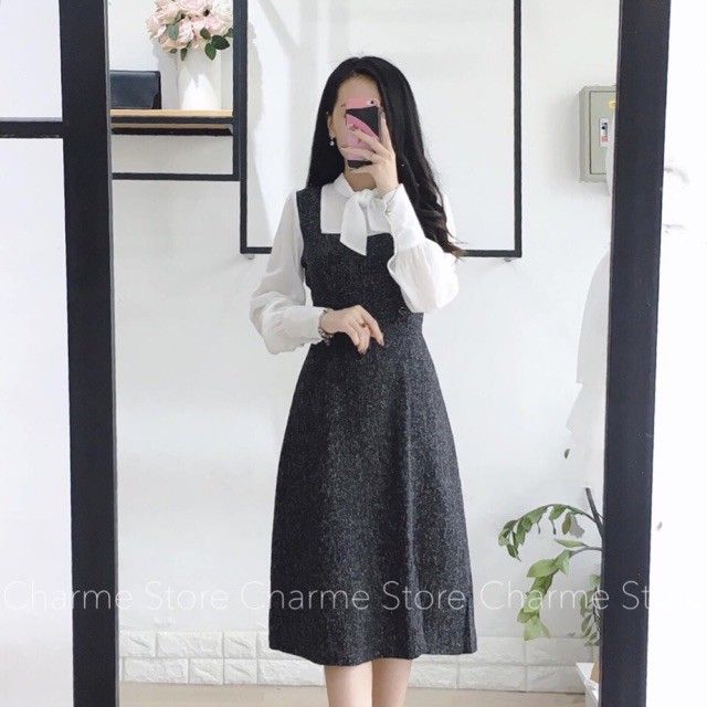 Ảnh thật] Yếm bầu đẹp công sở- váy bầu mặc đi làm dáng suông chữ A chất đũi  Hàn loại 1 cao cấp chuẩn hàng thiết kế | Shopee Việt Nam