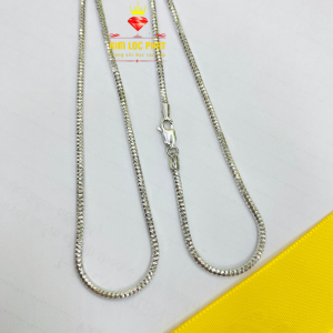 Dây chuyền bạc ý S925 xi bạch kim kiểu dây mì kim cương size 2li5 dài 50cm Mặt dây chuyền bạc 1 hột 4 chấu đá chủ 11-14mm Moissanite Mỹ D/FL Màu trắng màu xanh kiểm định GRA Vòng cổ bạc mạ vàng trắng đẹp - KIM LỘC PHÁT DMC-032L5-5T