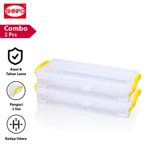 SHINPO Kotak Serbaguna Plastik COMBO 2 Pcs Tempat Penyimpanan Masker / Pensil Kawaii Multipurpose Case Box Wadah Serbaguna CMB02-SPO-SIP-204-KAWAI-CLEAR