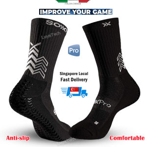 Soccer Socks Singapore Ready Stock Soccer Grip Socks for Men and Women Anti-Slip Cushioned Football Futsal Socks SoxPro Also for Tennis And Running