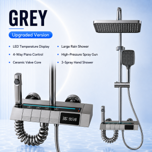 【SG Stock】 Digital Shower Set LED Temperature Display 4-Way Piano Button Premium Shower System