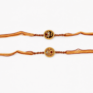 Traditional Designer Rakhi Set of 2 with Kundan Stone & Gold-Tone Charm | Premium Raksha Bandhan Rakhi for Brother